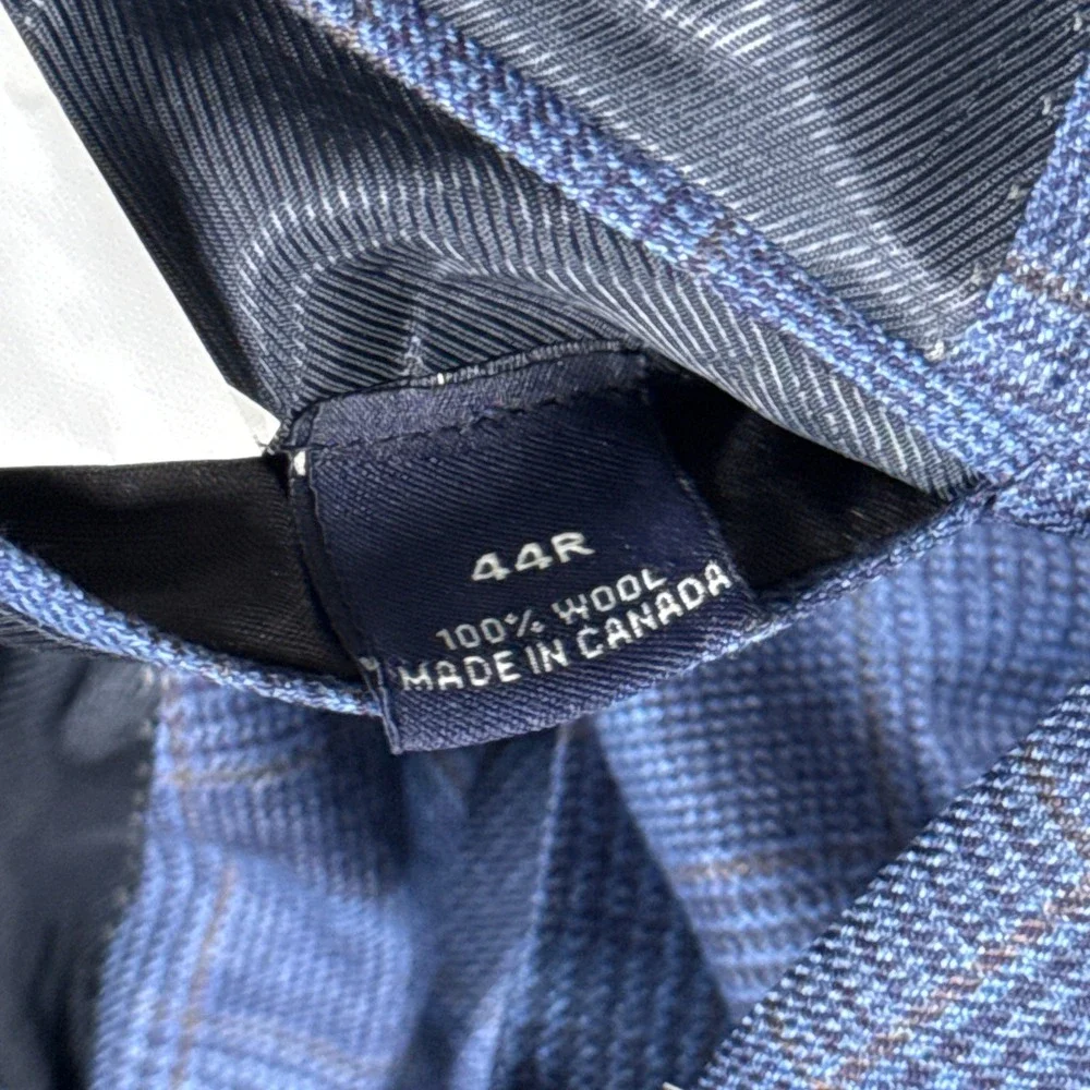 Loro Piana Sport Coat Mens 44R Blue Plaid 100% Wool Cremieux Blazer Jacket